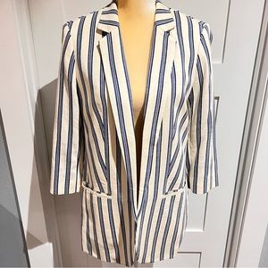 Express Cream and Blue Pinstripe Boyfriend Blazer- Medium